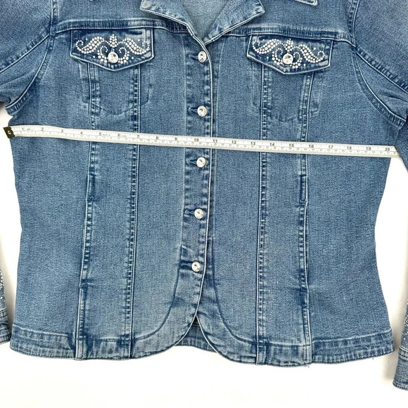 Christine Alexander 1990s Vintage Denim Jacket with Crystal Rhinestone Large - Picture 13 of 16